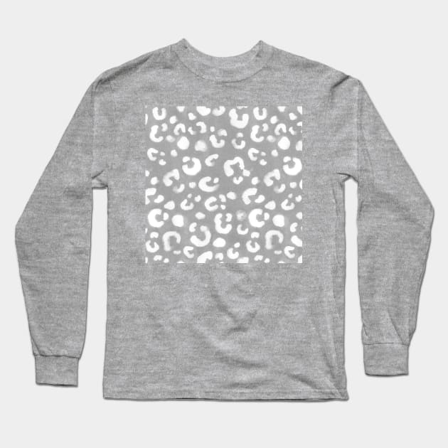 Gray Handmade Leopard Texture Long Sleeve T-Shirt by Carolina Díaz